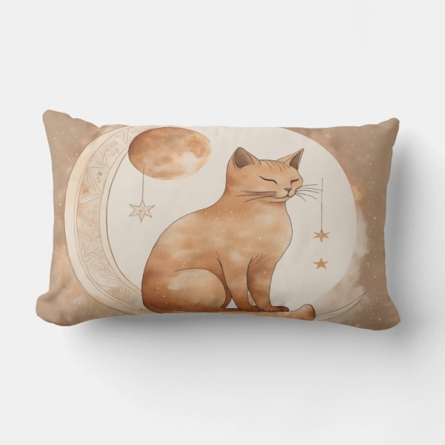 Boho Moon Cat Design Lumbarkudde (Framsida)