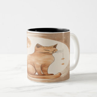 Boho Moon Cat Design Två-Tonad Mugg