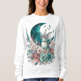 Boho Moon Flowers Teal och Mauve Kanin Tröja