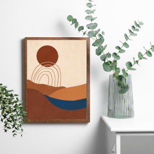 Boho Moon Landskapsabstrakt Jordtoner Poster