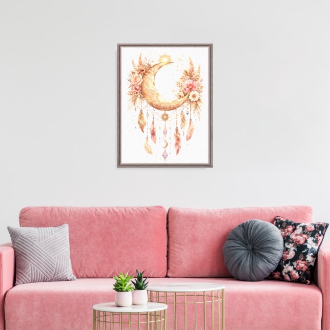 Boho Moon Mystisk Vibe Canvastryck (Insitu (Vardagsrum))