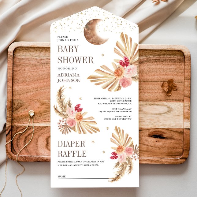 Boho Moon Palm Jordnära Blommig Pampas Bebisdopp (Skapare uppladdad)