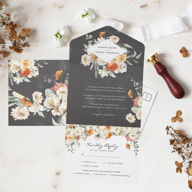 Boho Mörk Blommigt Greenery Botanical Bröllop (Skapare uppladdad)