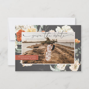 Boho Mörk Blommigt Greenery Foto Bröllop Spara Datumet