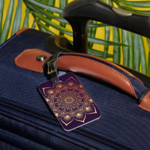 Boho Mörk Lila Peach Mandala Bagagebricka