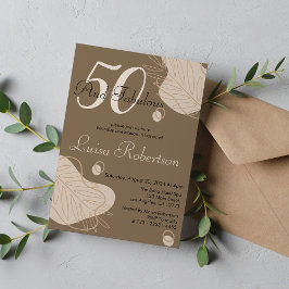 Boho Mörk Modern Löv hela födelsedagen Inbjudningar