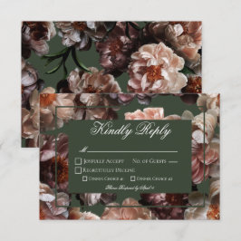 Boho Mörk Peony Flowers Modern Bröllop OSA Kort
