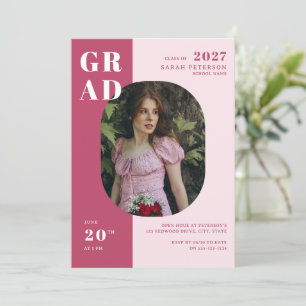 Boho Mörk Ro Bold Typography Photo Studenten Inbjudningar