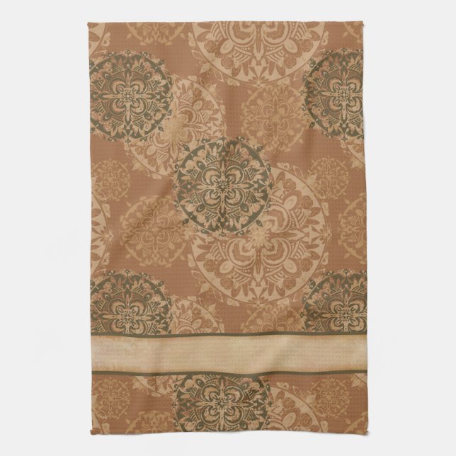 Boho Mörk Rust Mandalas Kitchen Towel Kökshandduk (Vertikal)