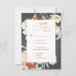 Boho Mörka Blommor | Bröllop RSVP OSA Kort