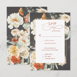 Boho Mörka Blommor | Bröllop RSVP OSA Kort