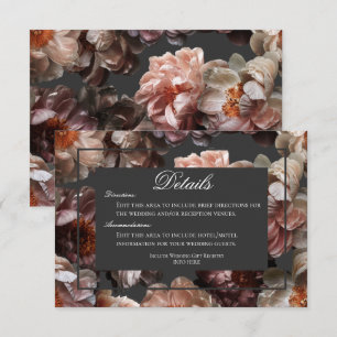 Boho Mörka Pion Blomma Moderna Bröllopsdetaljer Tilläggskort