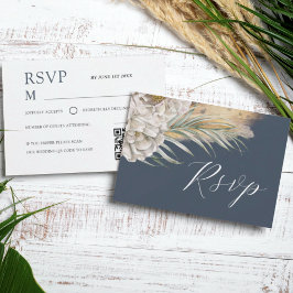 Boho Mörkblå Akvarell Blommig RSVP OSA Kort