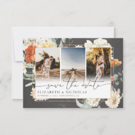 Boho Mörkt Blommigt | 3 Foto Bröllop Spara Datumet