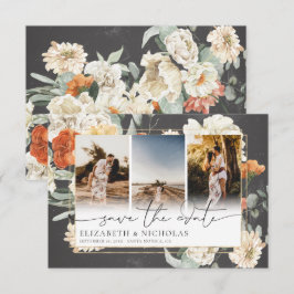 Boho Mörkt Blommigt | 3 Foto Bröllop Spara Datumet