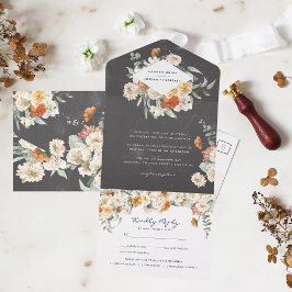 Boho Mörkt Blommigt Grönt Botaniskt Bröllop