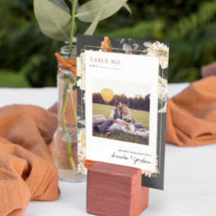 Boho Mörkt Blommotiv Botanisk Bröllop Bordsnummer