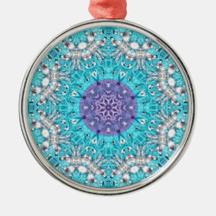 Boho Moroccan Embroidery turcoise blue bohemian Julgransprydnad Metall