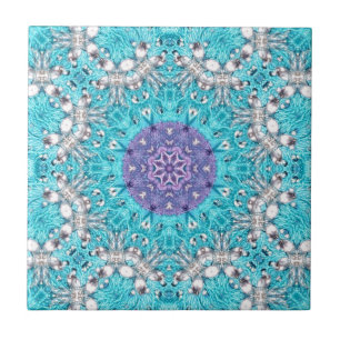 Boho Moroccan Embroidery turcoise blue bohemian Kakelplatta