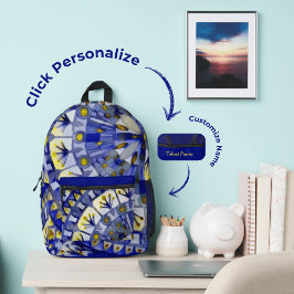 Boho Mosaic Tile Navy Blue Vatten - Prated Backpac