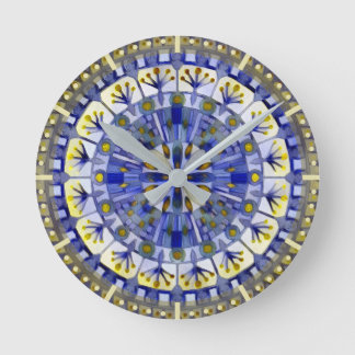 Boho Mosaic Tile Navy Blue Vatten - Rund Klocka