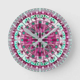 Boho Mosaic Tile Rosa Berry - Rund Klocka