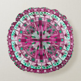 Boho Mosaic Tile Rosa Berry - Rund Kudde
