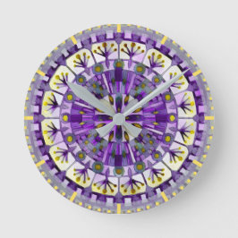 Boho Mosaic Tile Violet Flame - Rund Klocka