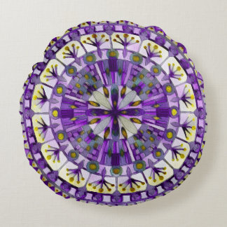 Boho Mosaic Tile Violet Flame - Rund Kudde