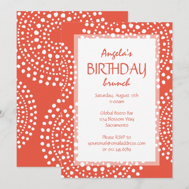 Boho Mosaic Tribal Birthday Orange Inbjudningar (Fram/baksida)