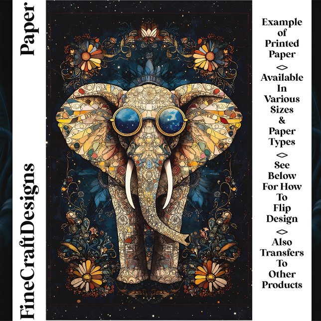 Boho Mosaik Elefant, Solglasögon, CP9 Craftpapper (Skapare uppladdad)