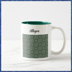 Boho Moss Grönt Batik Print Två-Tonad Mugg