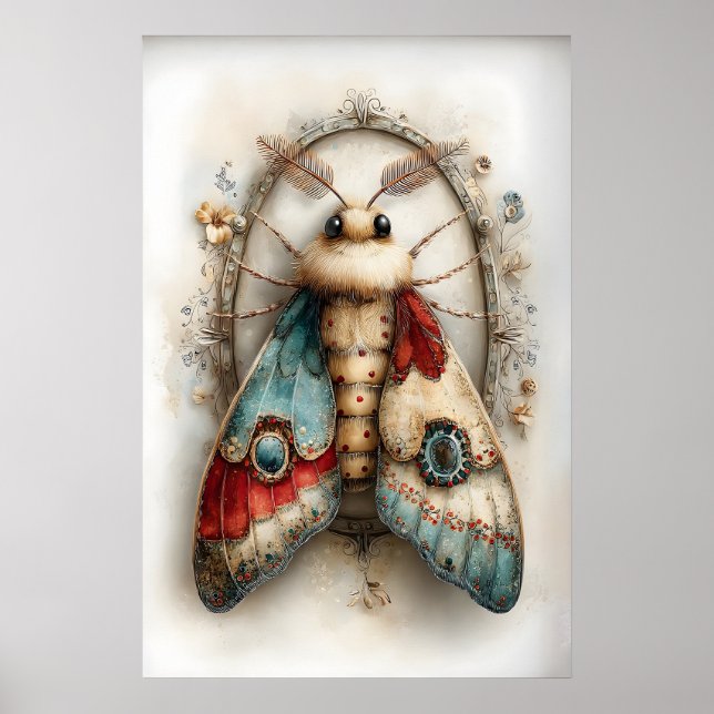 Boho Moth-utskrift, Fjäril Vår Utskriftlig Vägg Poster (Framsidan)