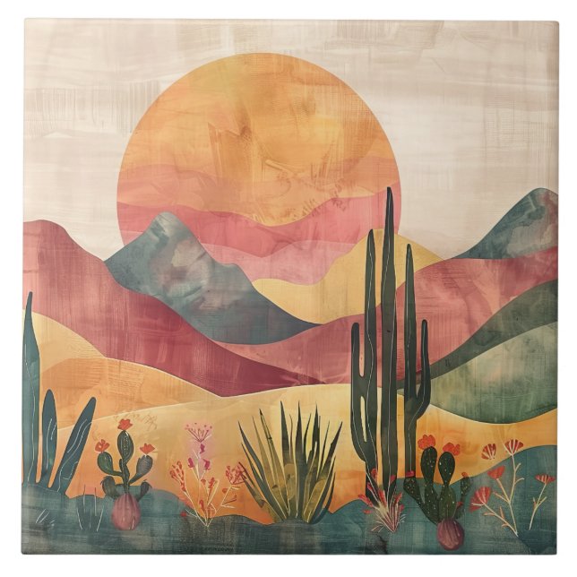 Boho Mountain Abstrakt  Kakelplatta (Framsidan)