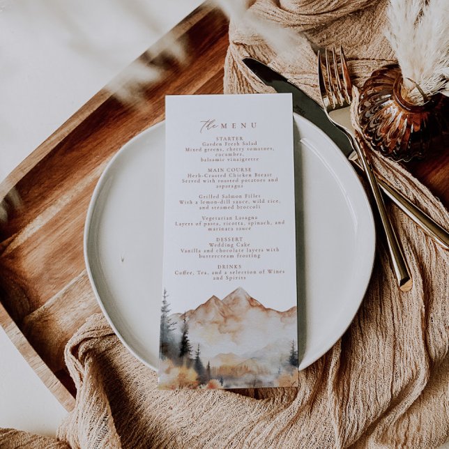 Boho Mountain Bröllop Dinner Menu Meny (Skapare uppladdad)
