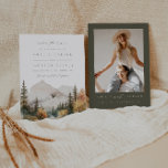 Boho Mountain Bröllop spara datum Inbjudningar<br><div class="desc">Det här är en inbjudan till bröllop spara datum från bergsområdet som innehåller en vacker bergscen med vattenfärg och en elegant med typsnittskoppling. Redigera alla formuleringar och all färger utom färg på vattenfärgsbergsscenen. // För matchande artiklar, gå till "SAWYER"-samlingen i Nicole Zazzle-butiken med vänlig hälsning. * Om du tycker om...</div>