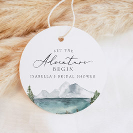 Boho Mountain Lake Äventyrs Bröllopsdusch Gåvor Etiketter