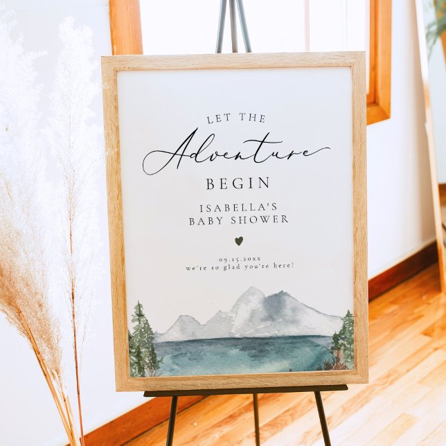 Boho Mountain Sjö Äventyr Baby Shower Poster (Skapare uppladdad)