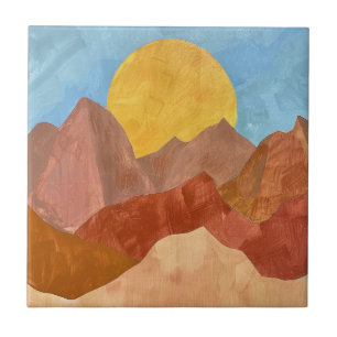 Boho Mountain Sunset - Warm Earth Tone Ligcape Kakelplatta
