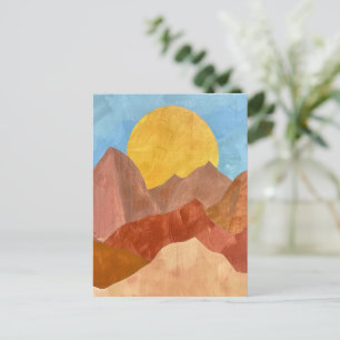Boho Mountain Sunset - Warm Earth Tone Ligcape Vykort