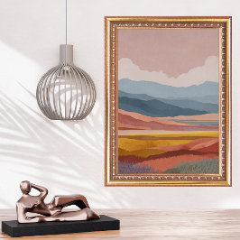 Boho Mountains Landscape Colorful Dreamy Retro Poster