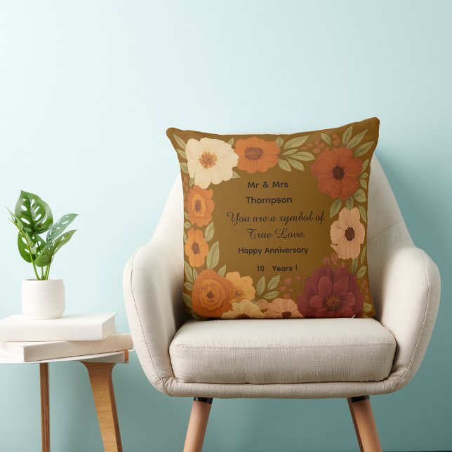Boho Mr & Mrs Floral Throw Pillow Gift Kudde (Stol)