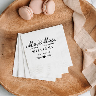 Boho Mr och Mrs Love Arrow Monogram Bröllop Pappersservett