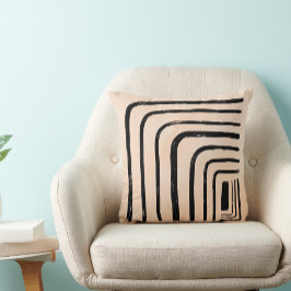 Boho mudcloth neatral black och creme feminine kudde