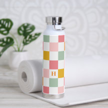 Boho Multifärgad Checkerboard Monogram