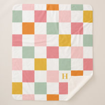 Boho Multifärgad Checkerboard Monogram