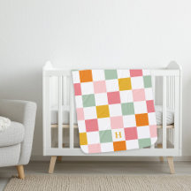 Boho Multifärgad Checkerboard Monogram