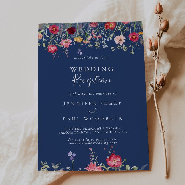Boho Multifärgad Wildblombröllopsmottagning Inbjudningar (Skapare uppladdad)
