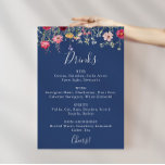 Boho Multifärgad Wildblomma Bröllop Drinks Menu Poster<br><div class="desc">Den här menyn poster av boho-multifärgad för jaktblommor i bröllop är perfekt för ett rustiskt bröllop. Utformningen har ett flerfärgat sortiment av blommor av rosa,  ,  lila,  gult,  vitt,  violett,  rött,  burgudisk vild i svart bakgrund.</div>