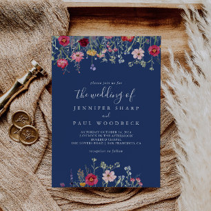 Boho Multifärgad Wildblomma Bröllop i Inbjudningar